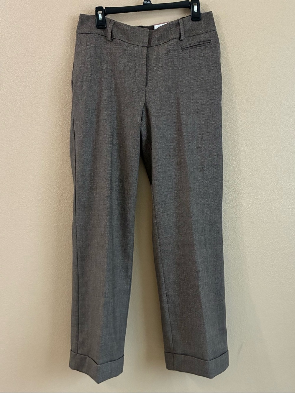 Chicos New Size 1.5 US 10 Wool Brown Herringbone Regent Lined Trouser Pants